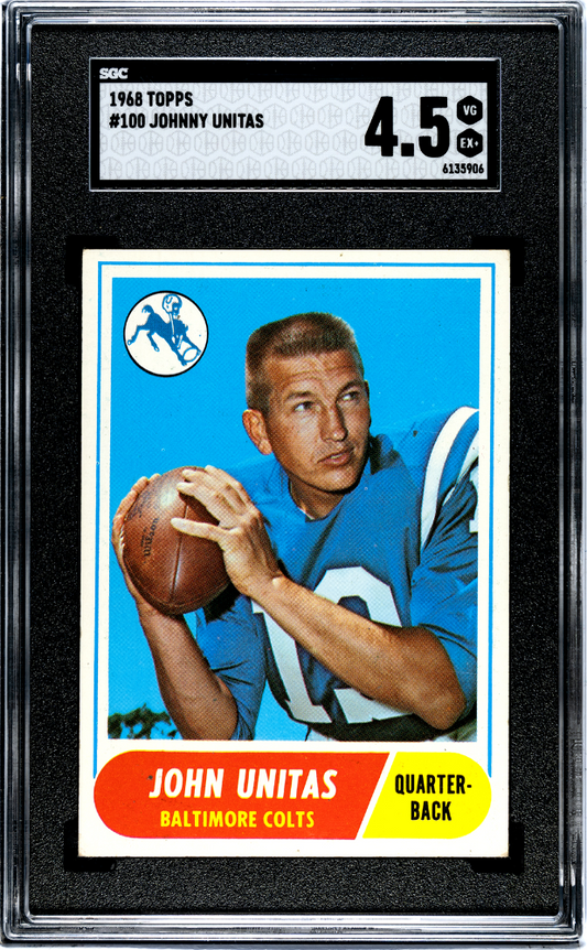 JOHNNY UNITAS #100 1968 TOPPS - SGC 4.5 VG, EX+