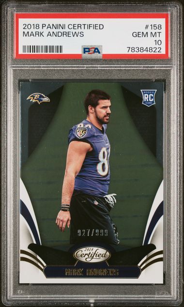 2018 PANINI CERTIFIED MARK ANDREWS #158 PSA GEM MT 10