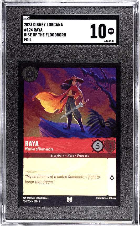 RAYA #124 2023 DISNEY LORCANA RISE OF THE FLOODBORN FOIL SGC 10 GEM