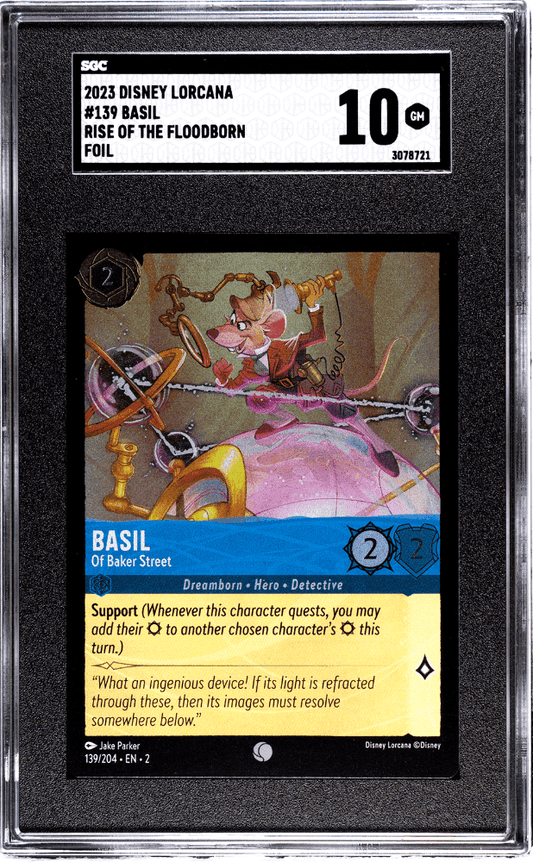 BASIL #139 2023 DISNEY LORCANA RISE OF THE FLOODBORN FOIL SGC 10 GEM