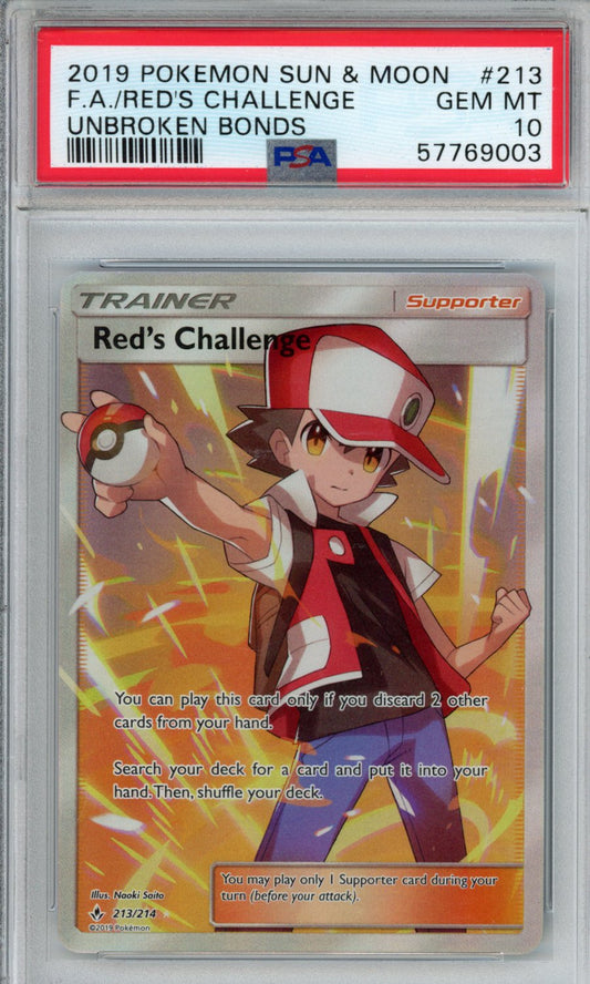 PokéMon TCG Red's Challenge Fa #213 Unbroken Bonds PSA 10