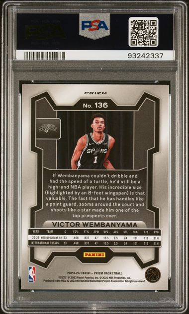 2023 PANINI PRIZM VICTOR WEMBANYAMA SILVER PRIZM #136 PSA GEM MT 10