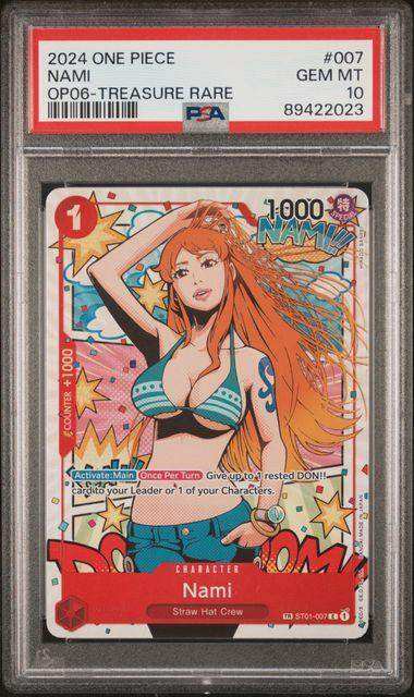 2024 ONE PIECE WINGS OF THE CAPTAIN NAMI OP06-TREASURE RARE #7 PSA GEM MT 10