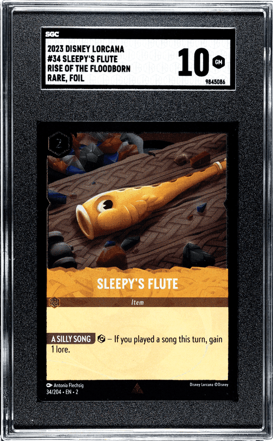 SLEEPY'S FLUTE #34 2023 DISNEY LORCANA RISE OF THE FLOODBORN RARE FOIL SGC 10 GEM