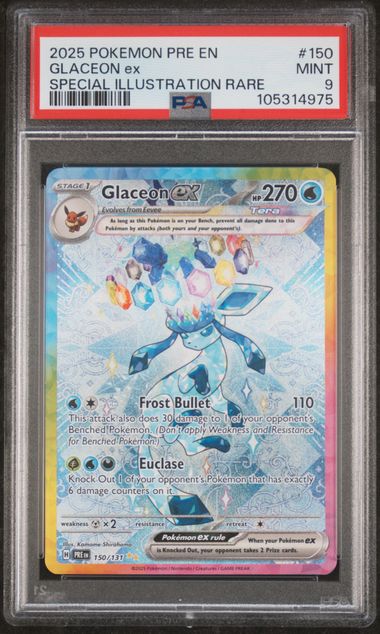 2025 POKEMON PRE EN-PRISMATIC EVOLUTIONS GLACEON ex SPECIAL ILLUSTRATION RARE #150 PSA MINT 9