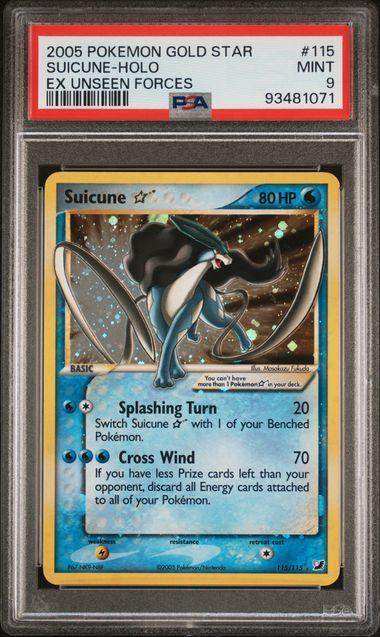 2005 POKEMON EX UNSEEN FORCES SUICUNE-HOLO EX UNSEEN FORCES #115 PSA MINT 9