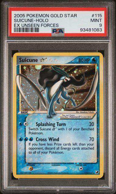 2005 POKEMON EX UNSEEN FORCES SUICUNE-HOLO EX UNSEEN FORCES #115 PSA MINT 9