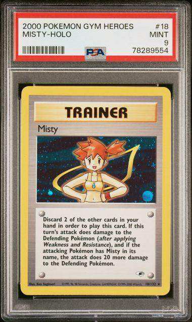 2000 POKEMON GYM HEROES MISTY-HOLO #18 PSA MINT 9