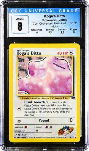 KOGA'S DITTO GYM CHALLENGE - UNLIMITED #10/132 RARE HOLO 2000 ENGLISH CGC 8