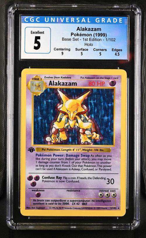 ALAKAZAM BASE SET - 1ST EDITION #1/102 RARE HOLO 1999 ENGLISH CGC 5