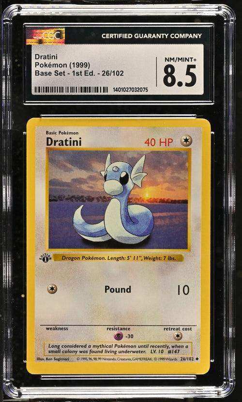 DRATINI BASE SET - 1ST EDITION UNCOMMON #26/102 1999 ENGLISH CGC 8.5