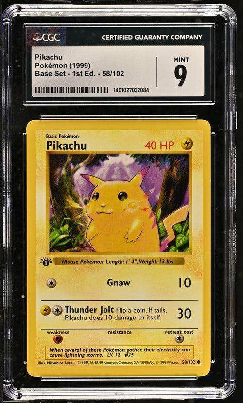 PIKACHU BASE SET - 1ST EDITION #58/102 COMMON (YELLOW CHEEKS) 1999 ENGLISH CGC 9