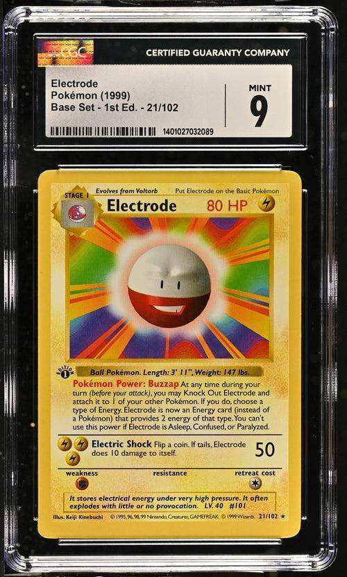 ELECTRODE BASE SET - 1ST EDITION RARE #21/102 1999 ENGLISH CGC 9