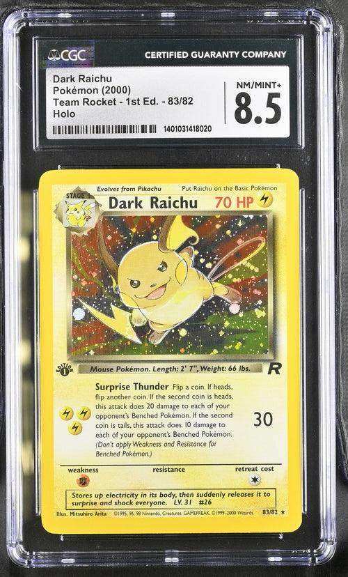 DARK RAICHU TEAM ROCKET - 1ST EDITION #83/82 SECRET RARE HOLO 2000 ENGLISH CGC 8.5