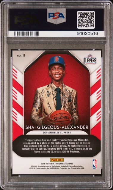 2018 PANINI PRIZM LUCK OF THE LOTTERY S.GILGEOUS-ALEXANDER LUCK OF THE LOTTERY #11 PSA GEM MT 10