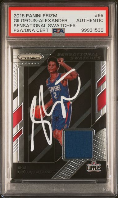 2018 PANINI PRIZM SENSATIONAL SWATCHES S.GILGEOUS-ALEXANDER #95 PSA N0: AUTHENTIC Authentic SHAI GILGEOUS-ALEXANDER SENSATIONAL SWATCHES