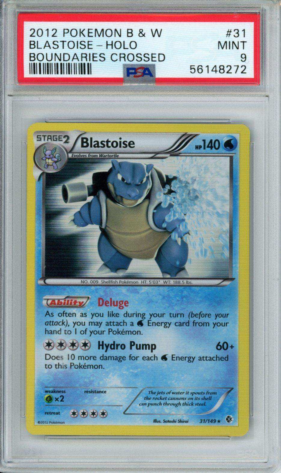 2012 POKEMON BLACK & WHITE BOUNDARIES CROSSED BLASTOISE-HOLO BOUNDARIES CROSSED #31 PSA MINT 9