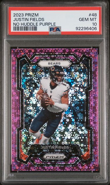 2023 PANINI PRIZM JUSTIN FIELDS NO HUDDLE PURPLE #48 PSA GEM MT 10