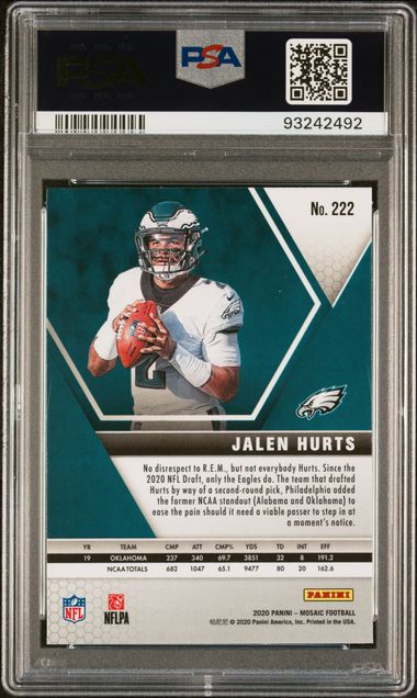 2020 PANINI MOSAIC JALEN HURTS #222 PSA GEM MT 10