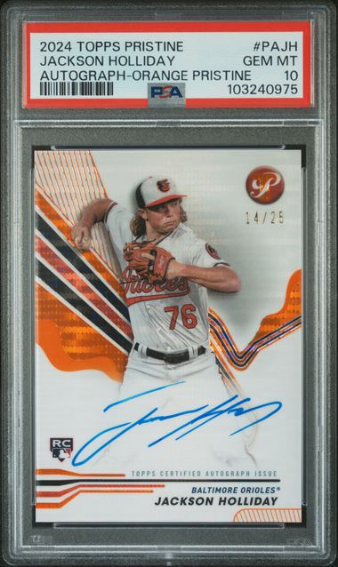 2024 TOPPS PRISTINE PRISTINE AUTOGRAPHS JACKSON HOLLIDAY AUTOGRAPH-ORANGE PRISTINE #PAJH PSA GEM MT 10