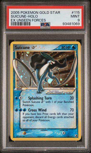 2005 POKEMON EX UNSEEN FORCES SUICUNE-HOLO EX UNSEEN FORCES #115 PSA MINT 9