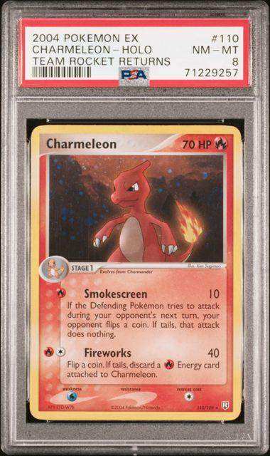 2004 POKEMON EX TEAM ROCKET RETURNS CHARMELEON-HOLO TEAM ROCKET RETURNS #110 PSA NM-MT 8