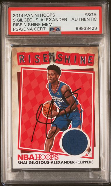 2018 PANINI HOOPS RISE N SHINE MEMORABILIA S.GILGEOUS-ALEXANDER #SGA PSA N0: AUTHENTIC Authentic SHAI GILGEOUS-ALEXANDER RISE N SHINE MEM.