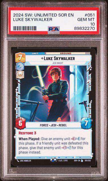 2024 STAR WARS: UNLIMITED SPARK OF REBELLION LUKE SKYWALKER #51 PSA GEM MT 10