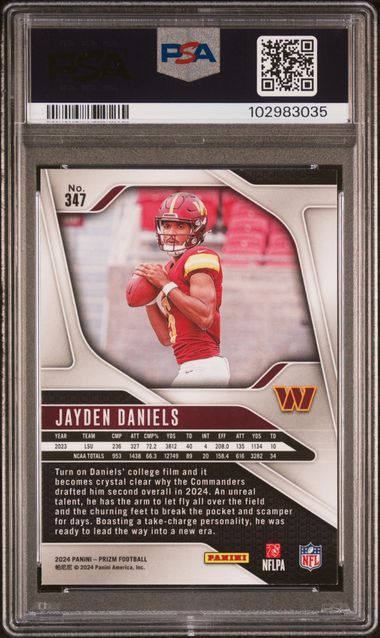 2024 PANINI PRIZM JAYDEN DANIELS #347 PSA MINT 9