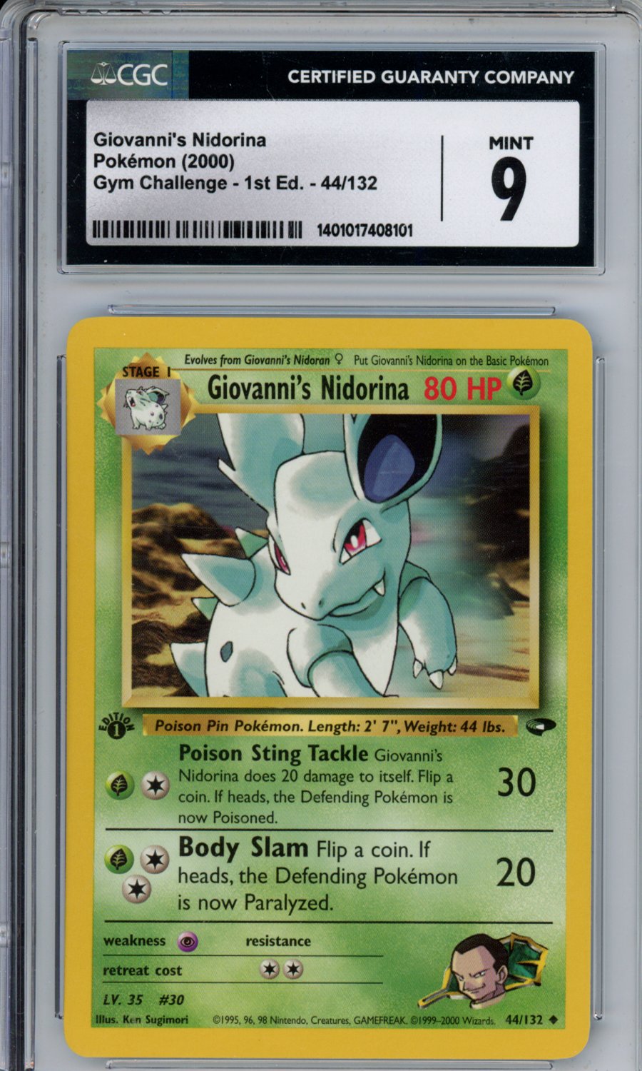 2000 Pokémon Gym Challenge - 1st Edition Giovanni's Nidorina #44/132 CGC 9