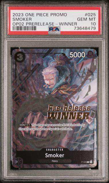 2023 ONE PIECE PROMOS SMOKER OP02 PRE-RELEASE-WINNER #25 PSA GEM MT 10