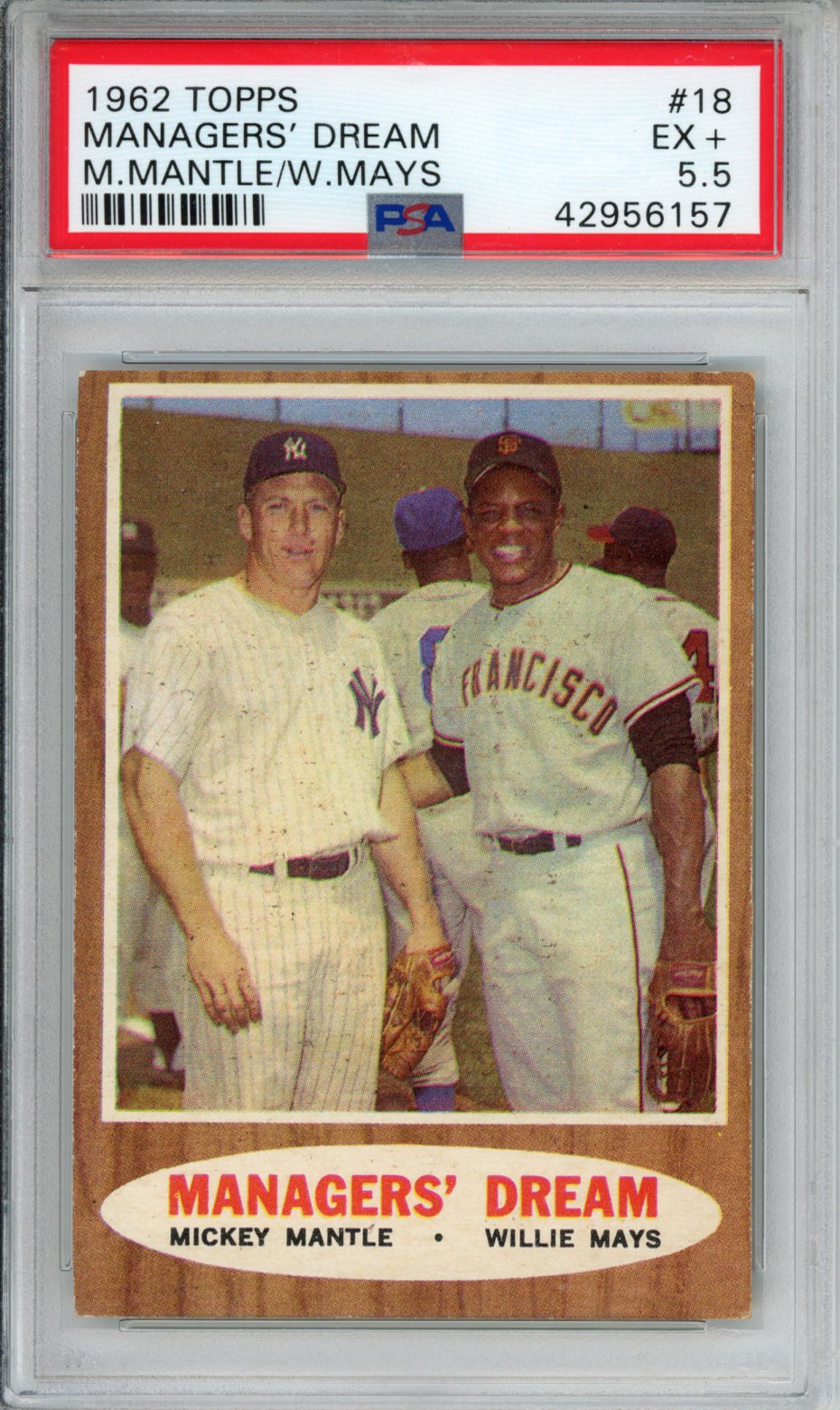 1962 Topps Managers' Dream #18 M. Mantle W. Mays PSA 5.5