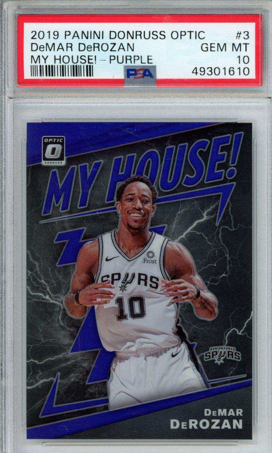 2019 Panini Donruss Optic My House! DeMar DeRozan #3 My House! Purple PSA