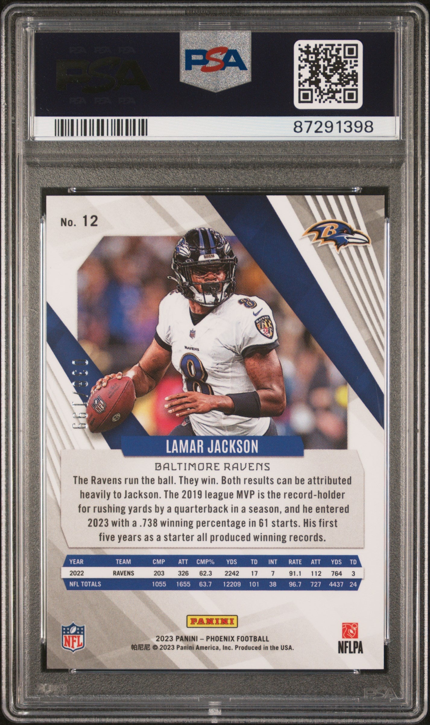 2023 Panini Phoenix Lamar Jackson #12 Red PSA 10