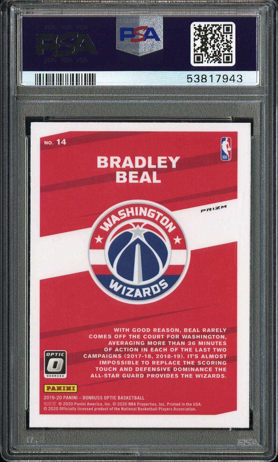 2019 Panini Donruss Optic My House! Bradley Beal #14 My House! Red Wave PSA 9