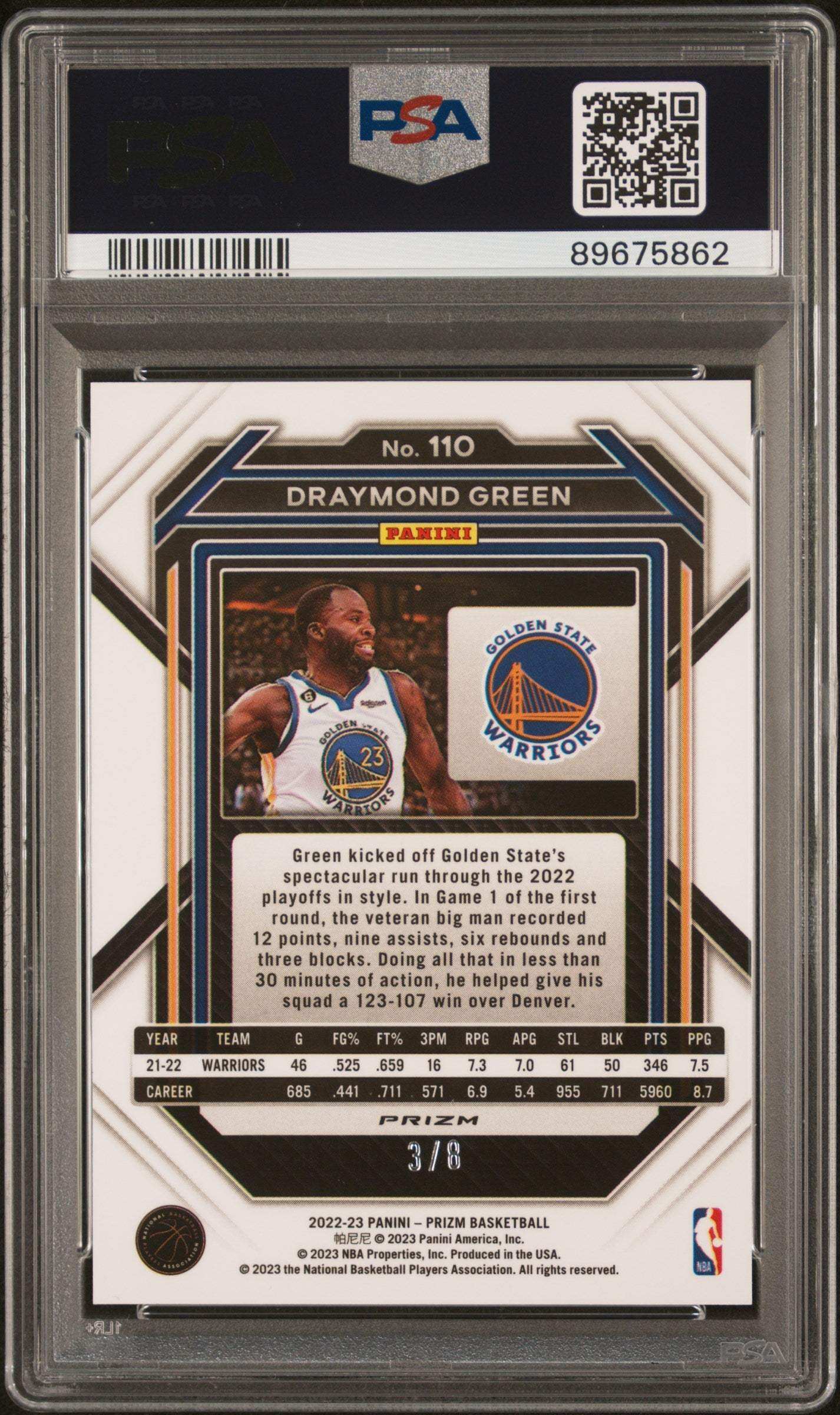 2022 Panini Prizm Draymond Green #110 Green Choice PSA 10