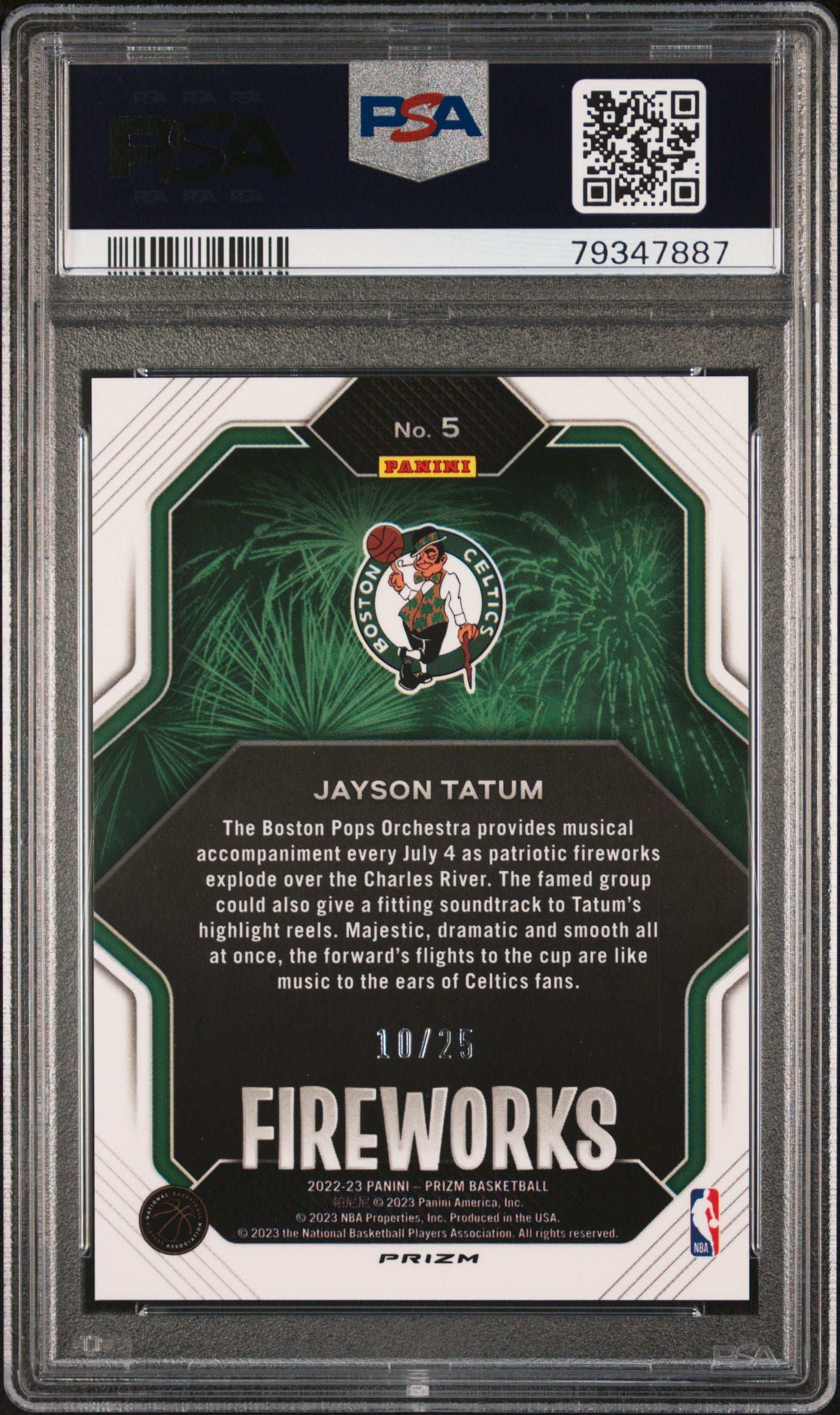 2022 Panini Prizm Fireworks Jayson Tatum #5 Mojo PSA 10