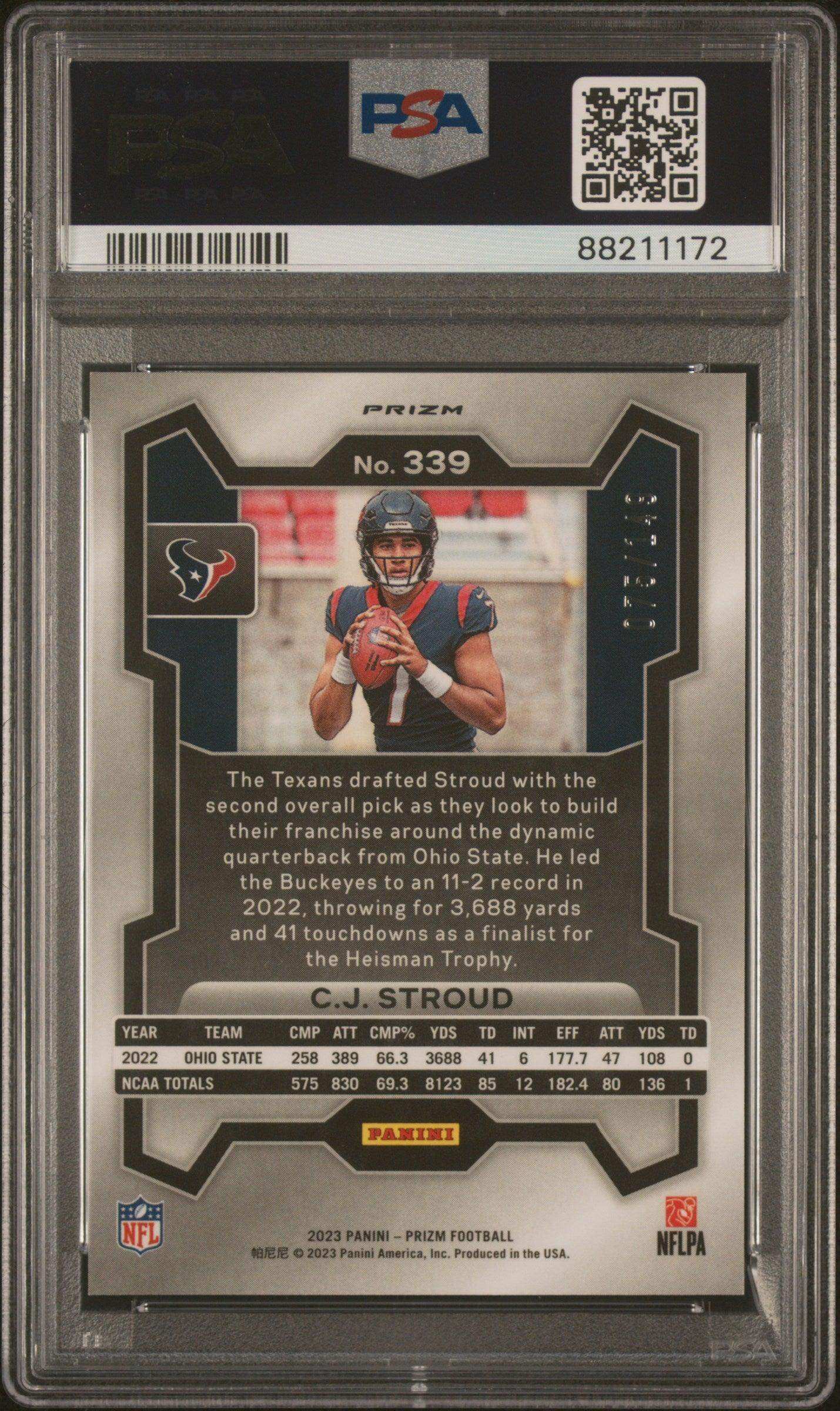 2023 Panini Prizm CJ Stroud #339 Red Wave PSA 10