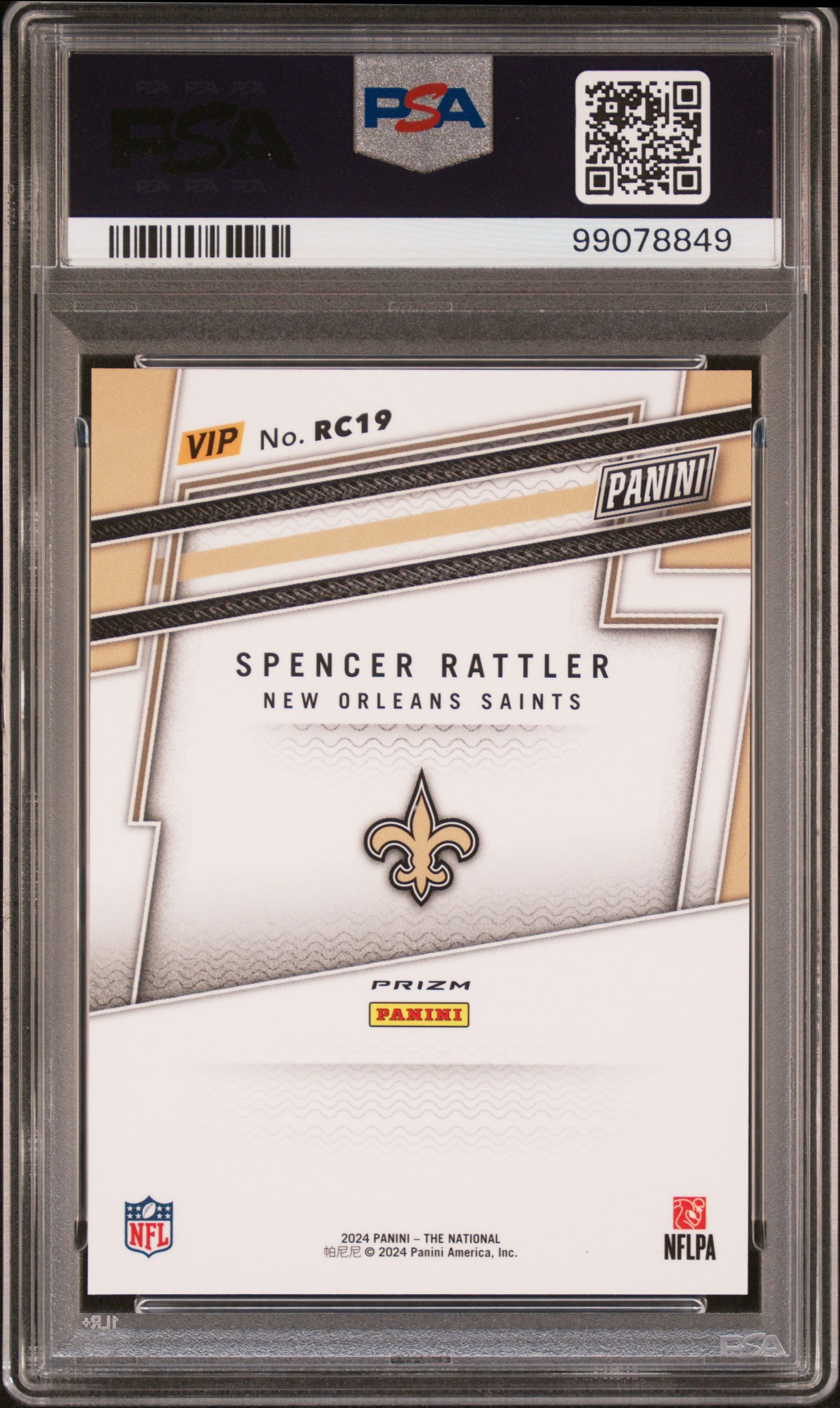 2024 Panini National Sports Collectors Convention Vip Gold Rookies Spencer Rattler #RC19 Tiger Stripes PSA 10