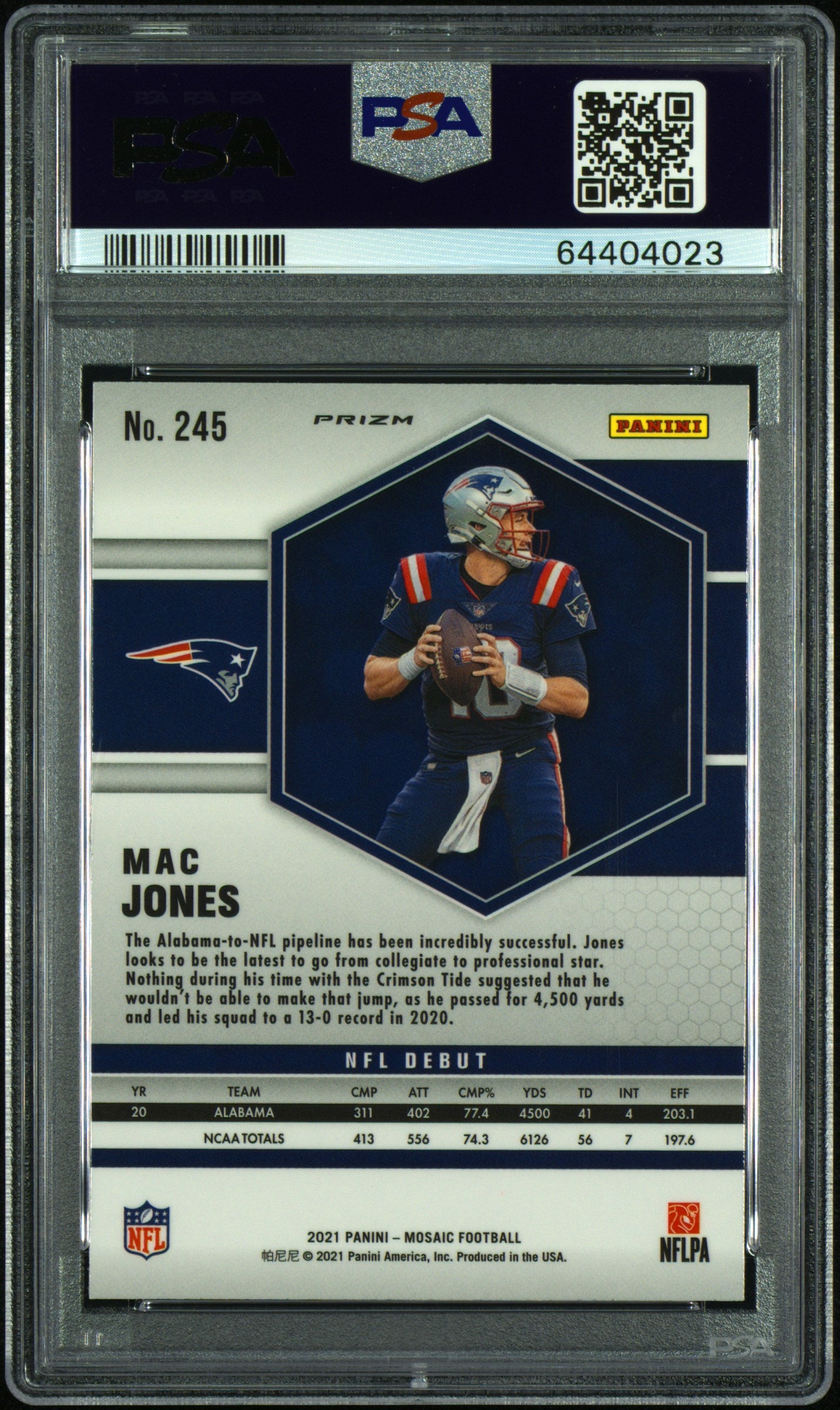 2021 Panini Mosaic Mac Jones #245 Genesis PSA 10