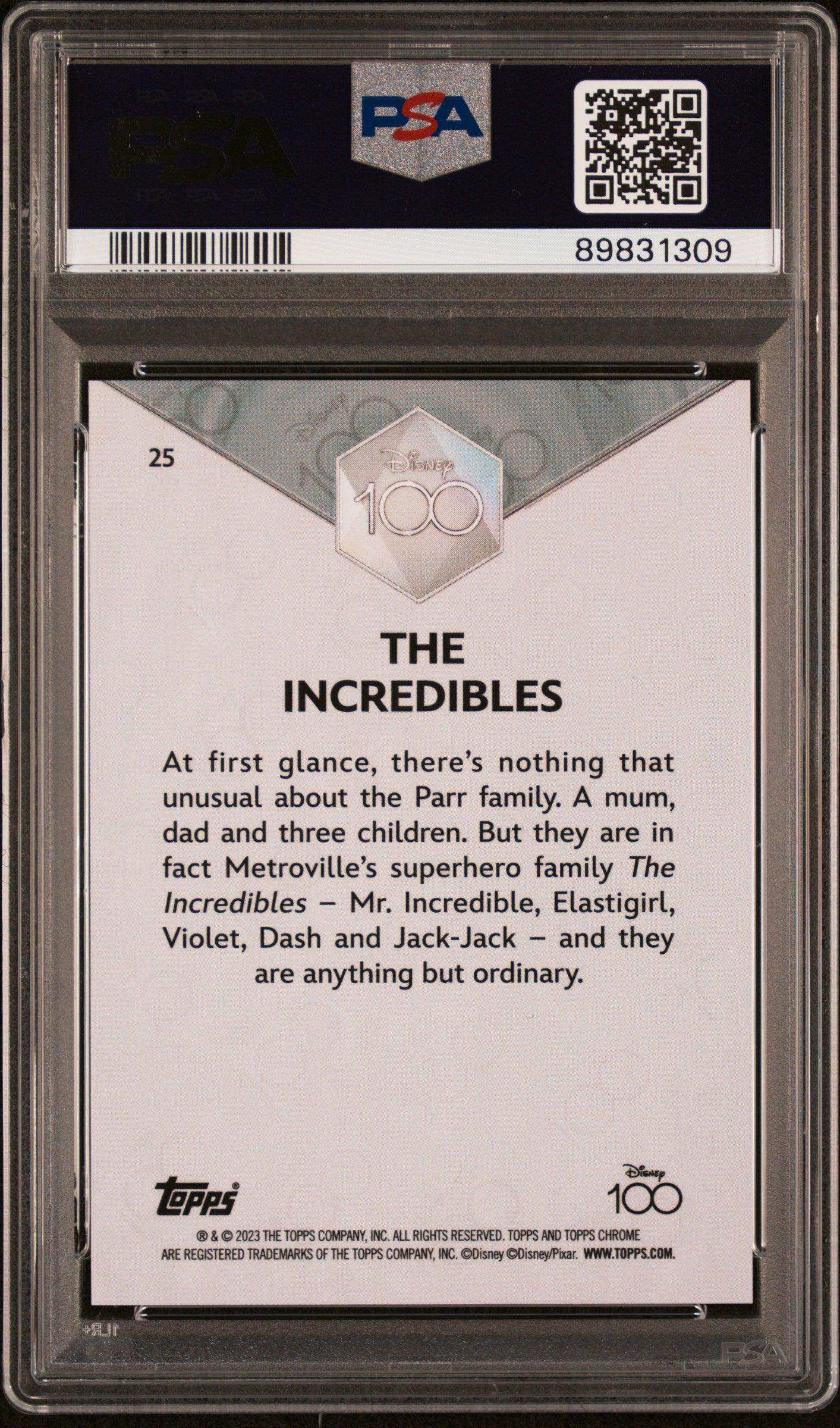 2023 Topps Chrome Disney100 The Incredibles #25 PSA 10