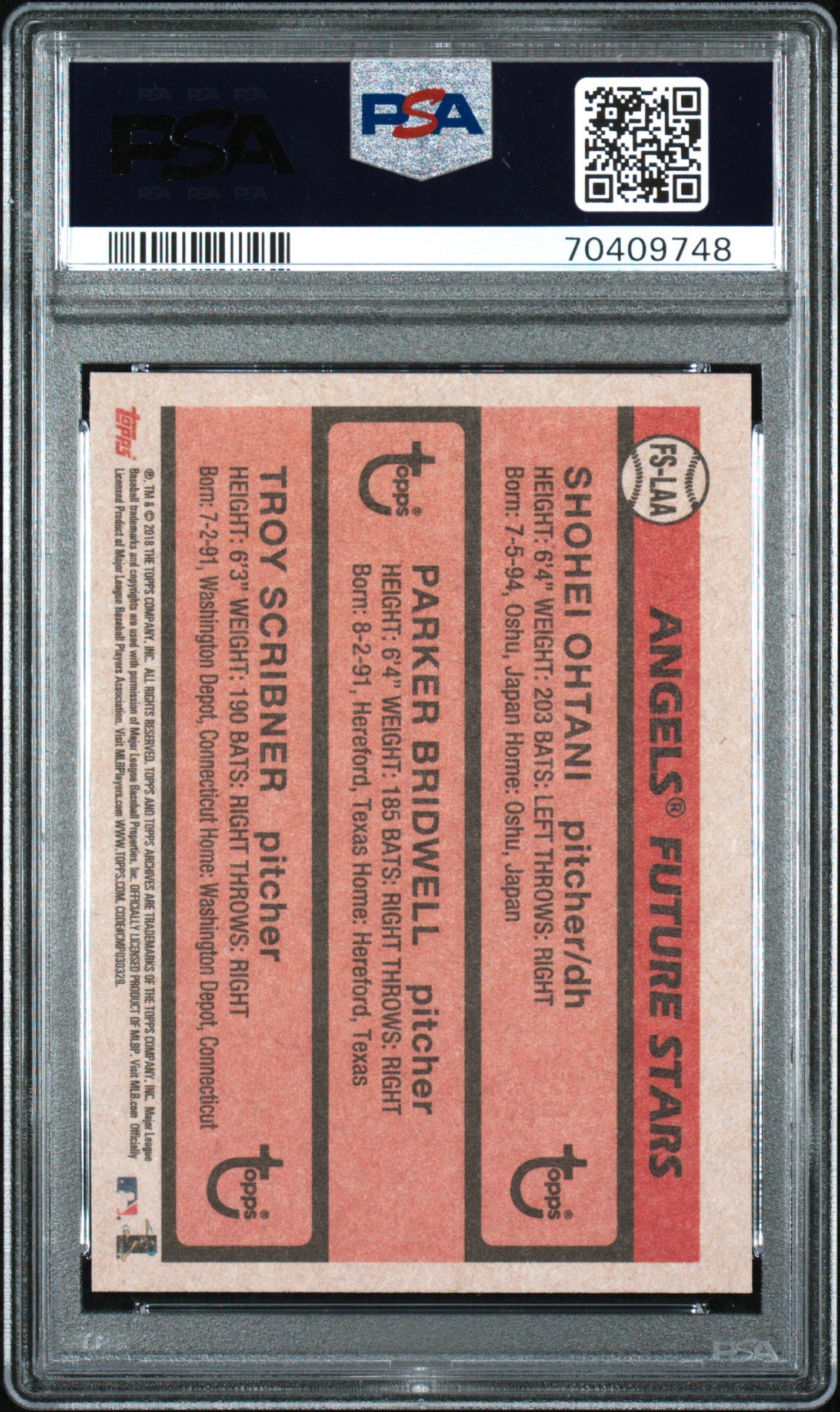 2018 Topps Archives 1981 Topps Future Stars Trios Scrbnr Brdwll Ohtn #LAA FTR. Strs. Trios PSA 9