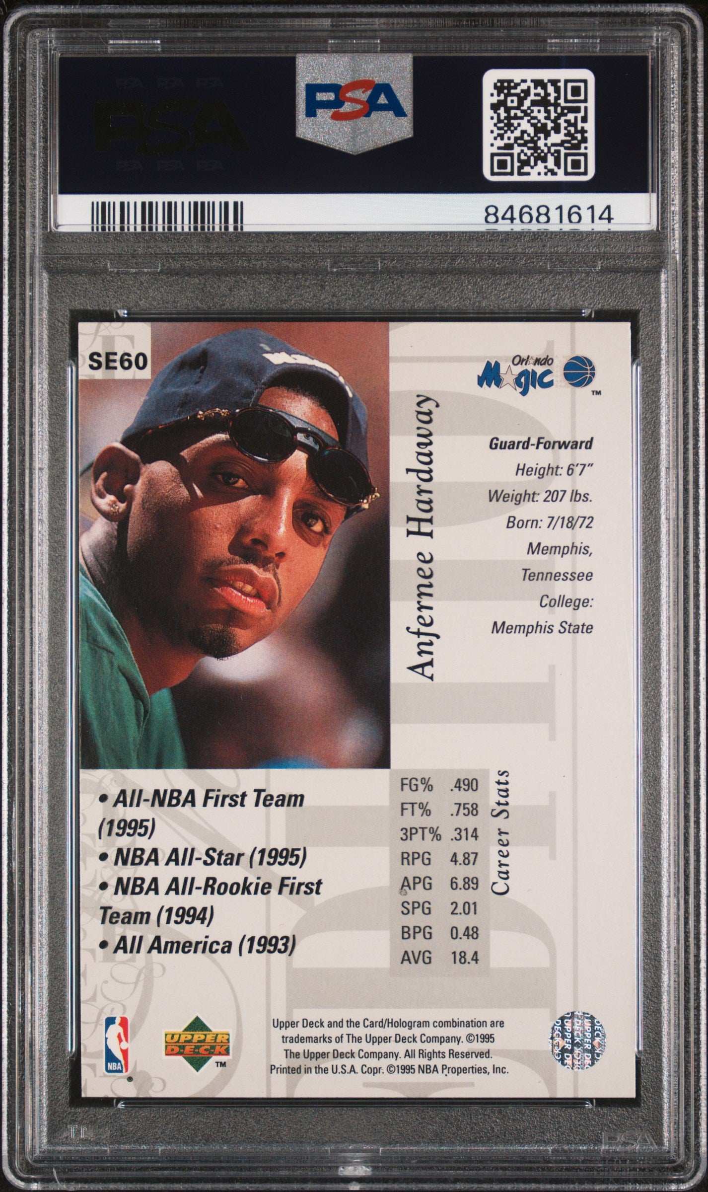 1995 Upper Deck Special Edition Anfernee Hardaway #SE60 PSA 9