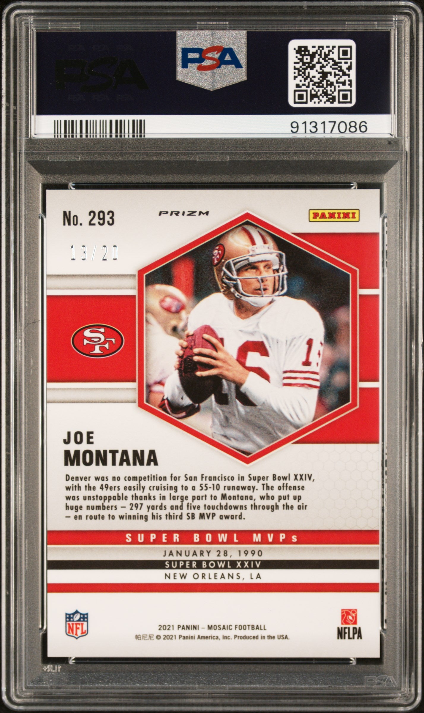 2021 Panini Mosaic Joe Montana #293 No Huddle Pink PSA 10