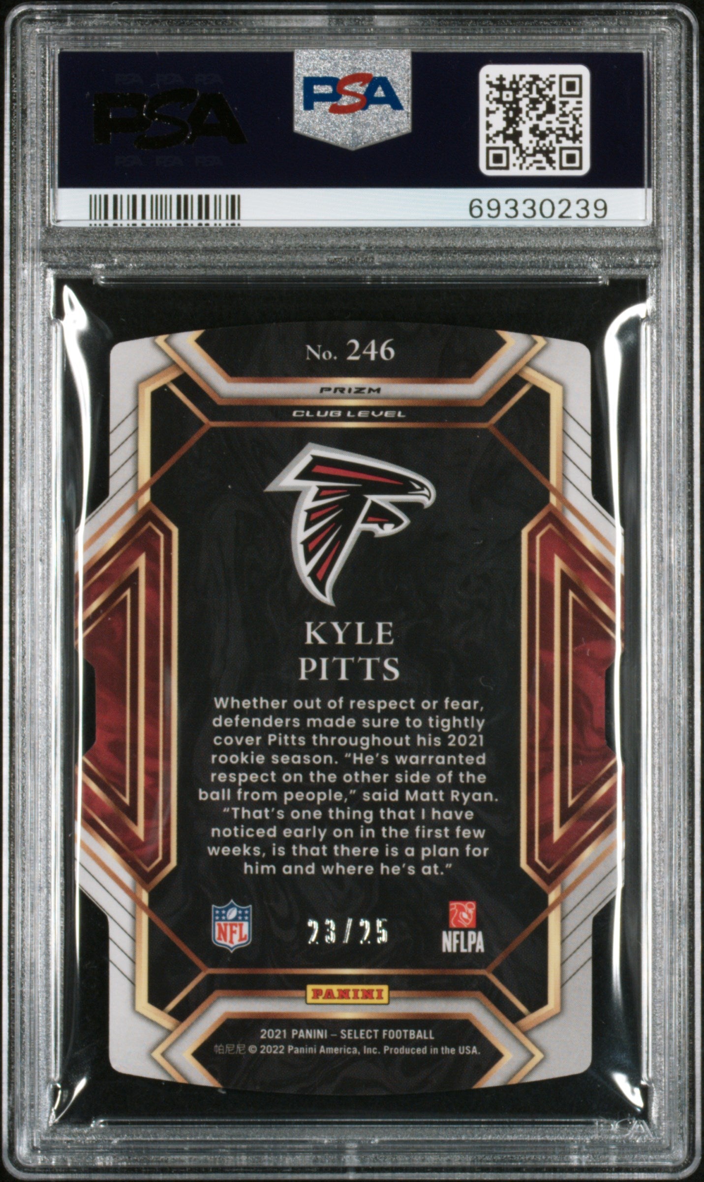 2021 Panini Select Kyle Pitts #246 Die Cut Tie Dye Prizm PSA 10