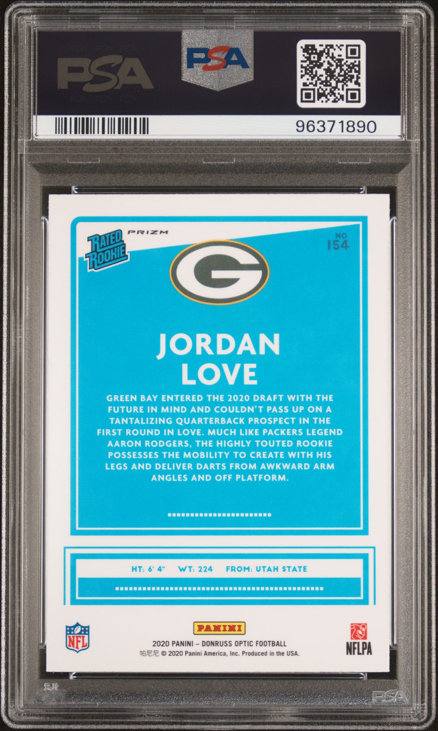 2020 Panini Donruss Optic Jordan Love #154 Holo PSA 10