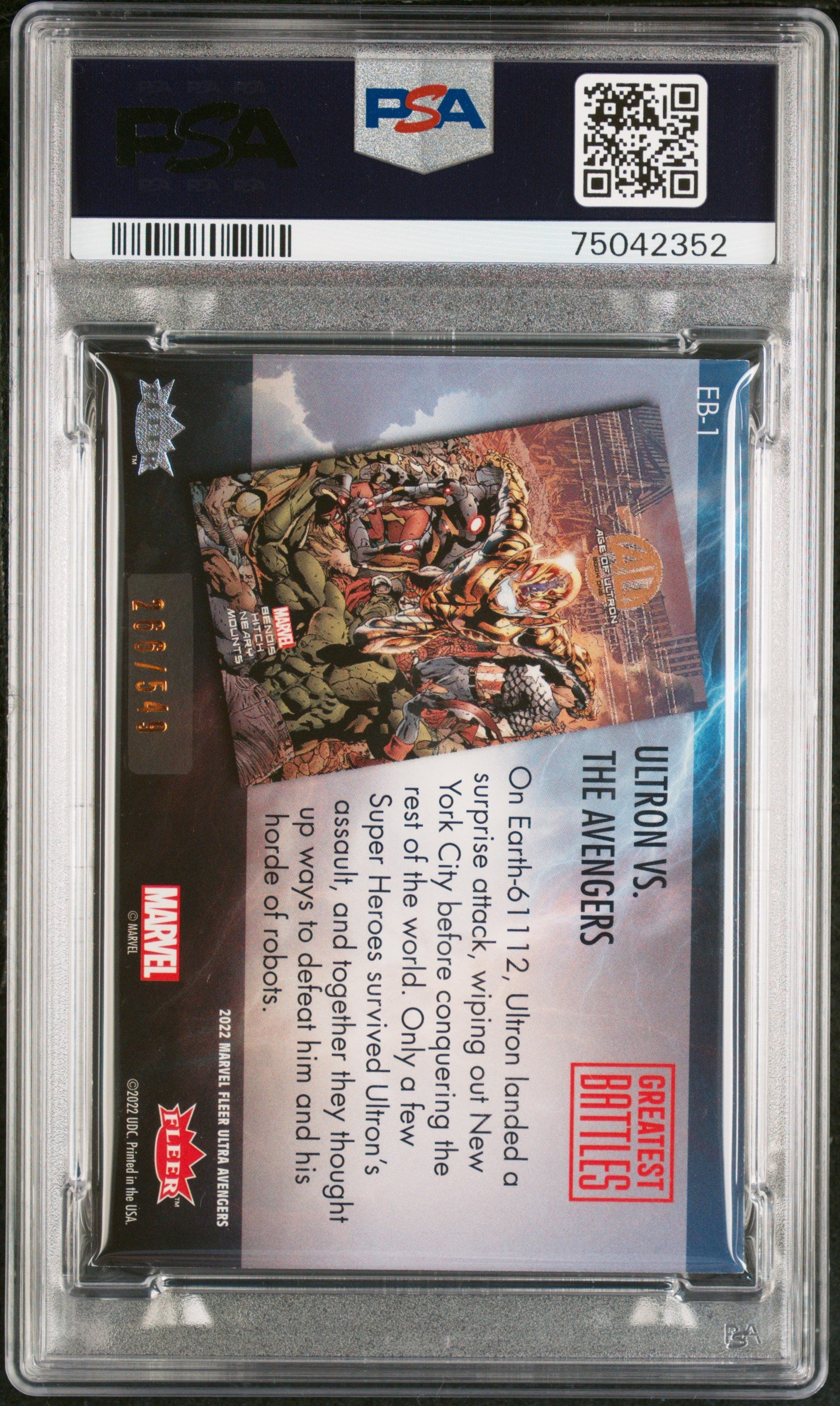 2022 Fleer Ultra Avengers Greatest Battles Age Of Ultron #EB1 PSA 6