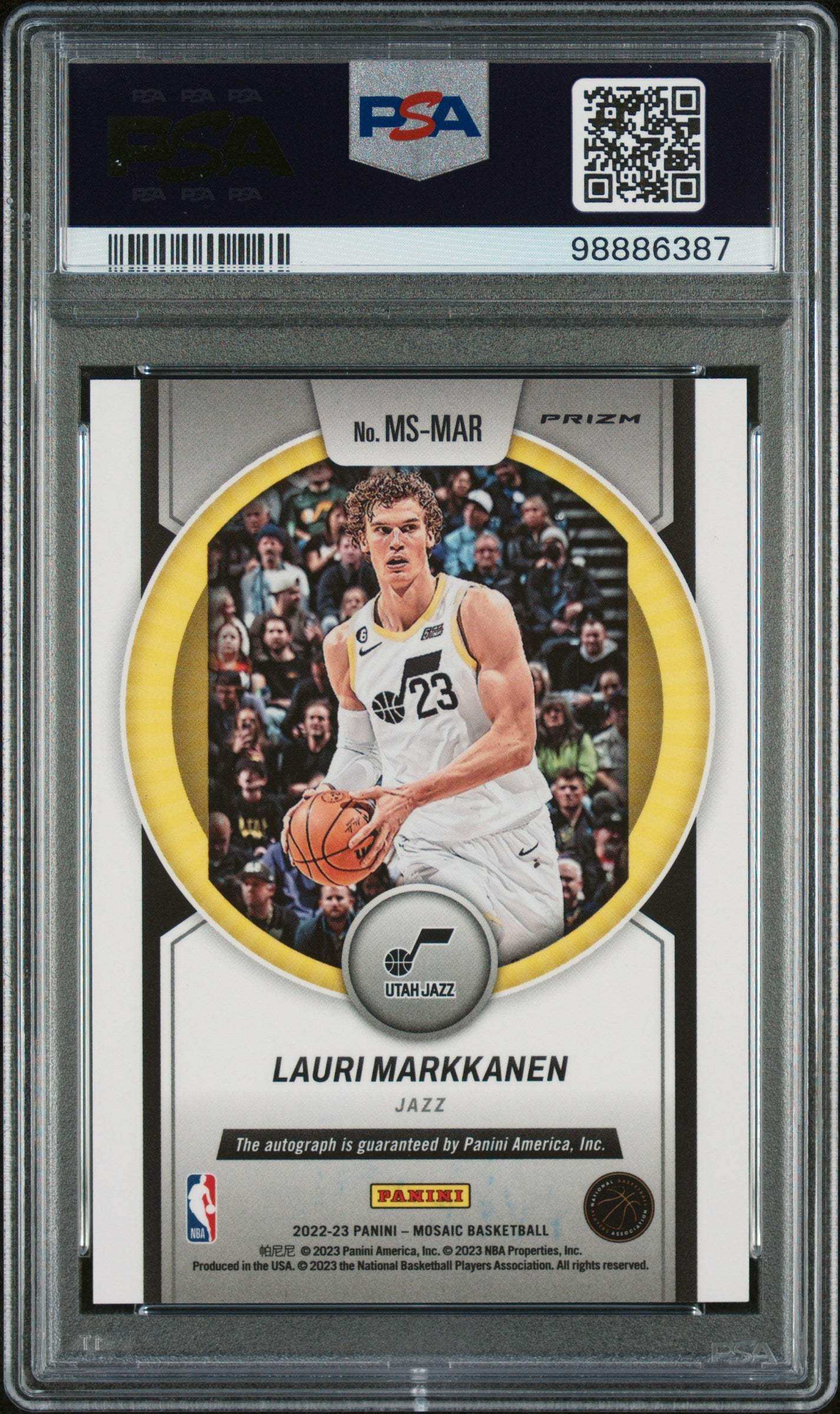 2022 Panini Mosaic Scripts Lauri Markkanen #MSMAR PSA 9