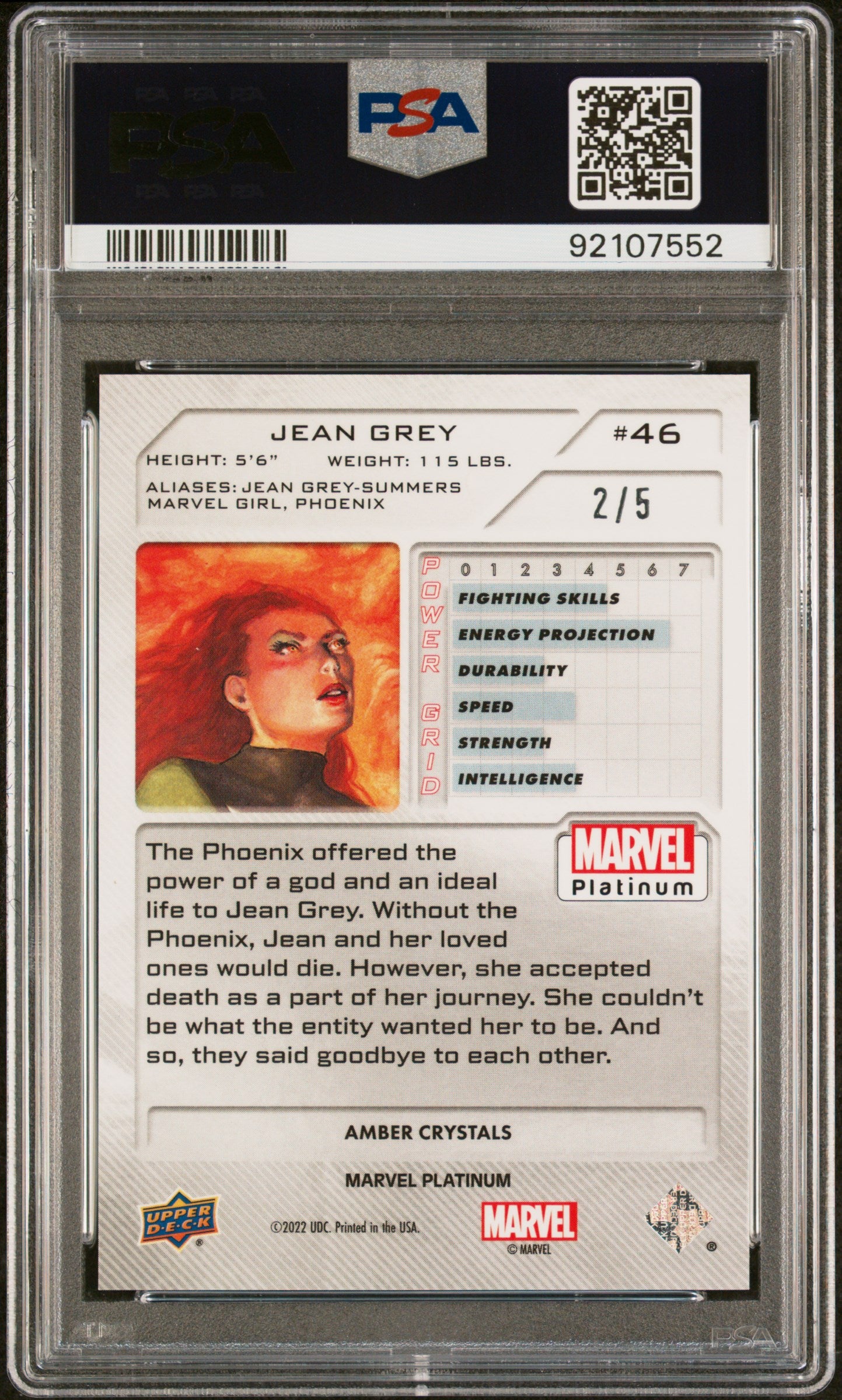 2023 Upper Deck Marvel Platinum Jean Grey #46 PSA 10