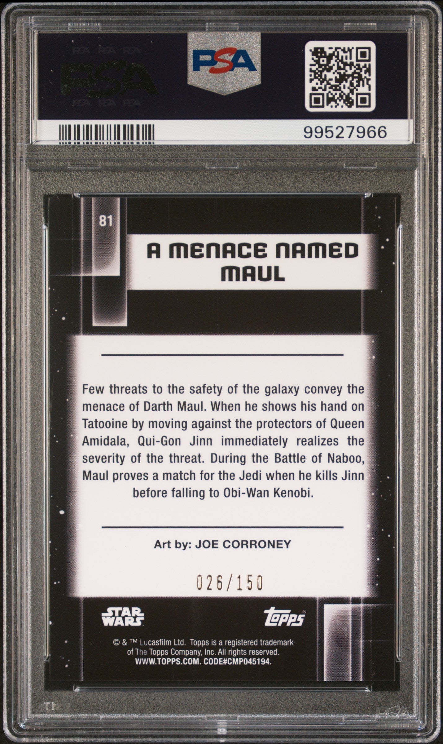 2021 Topps Chrome Star Wars Galaxy A Menace Named Maul #81 PSA 10